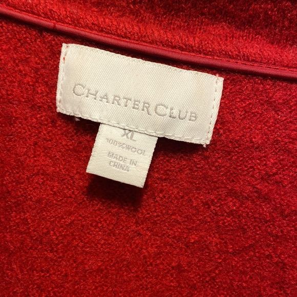 Charter Club women’s red 100% wool sweater cardigan size xl - Picture 5 of 7